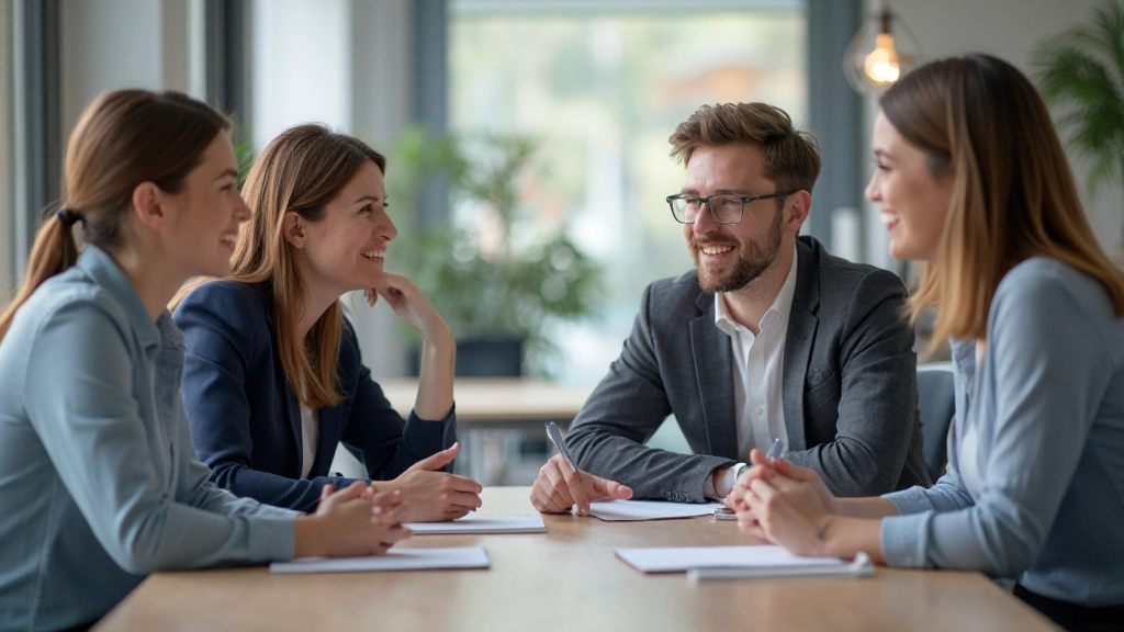 Team van vier Nederlandse professionals voert productieve discussie rond vergadertafel met notities