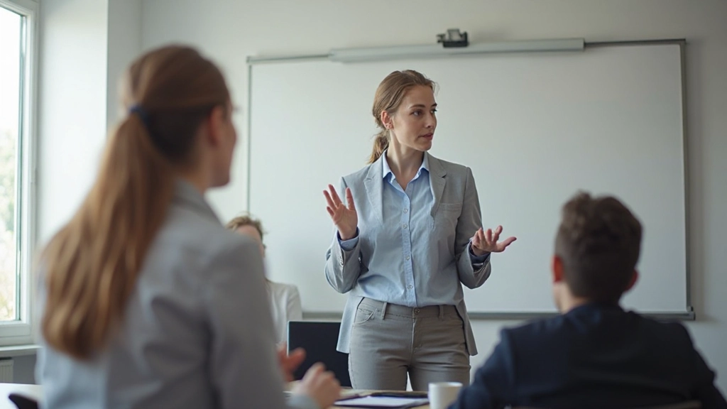 Professioneel spreekles Nederlands in moderne klasruimte