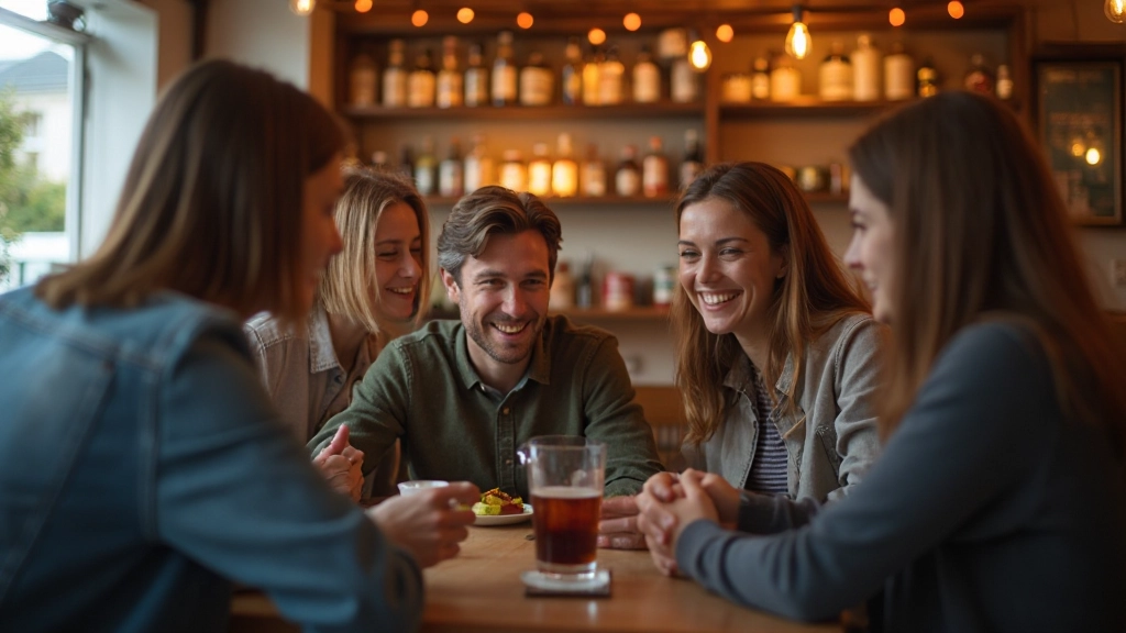 Groep vrienden in een gezellig Nederlands café moment