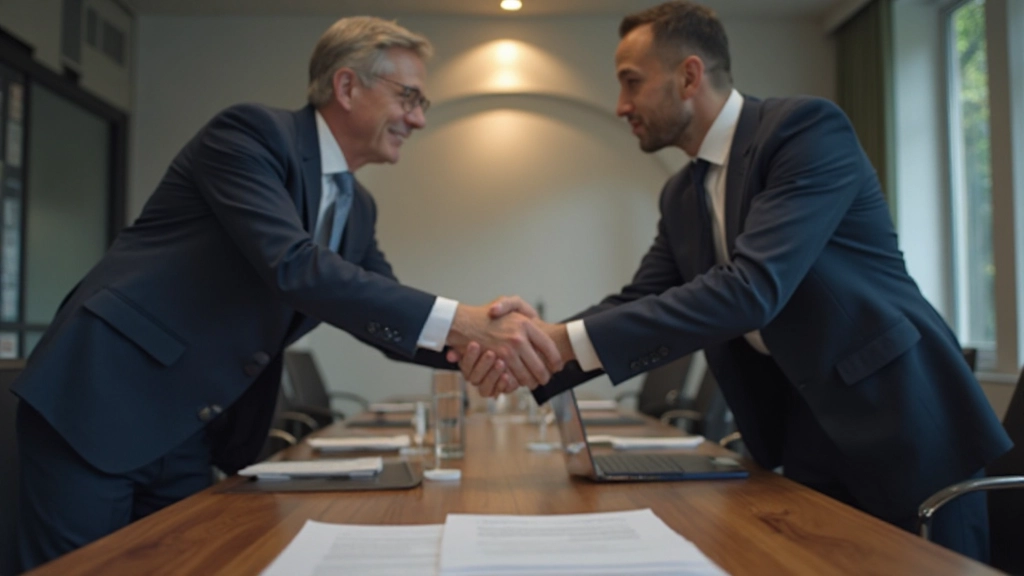 Twee professionele mensen voeren respectvol Nederlands zakelijk gesprek aan conferentietafel